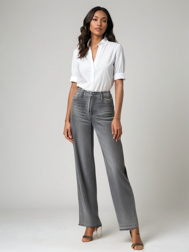 LINJA Stockholm™ | Grå Utställd Jeans