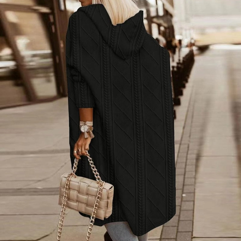 LINJA Stockholm™ | Lång Cardigan med Huvud