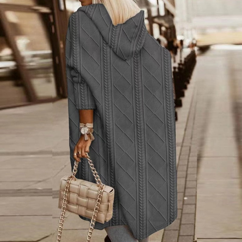 LINJA Stockholm™ | Lång Cardigan med Huvud