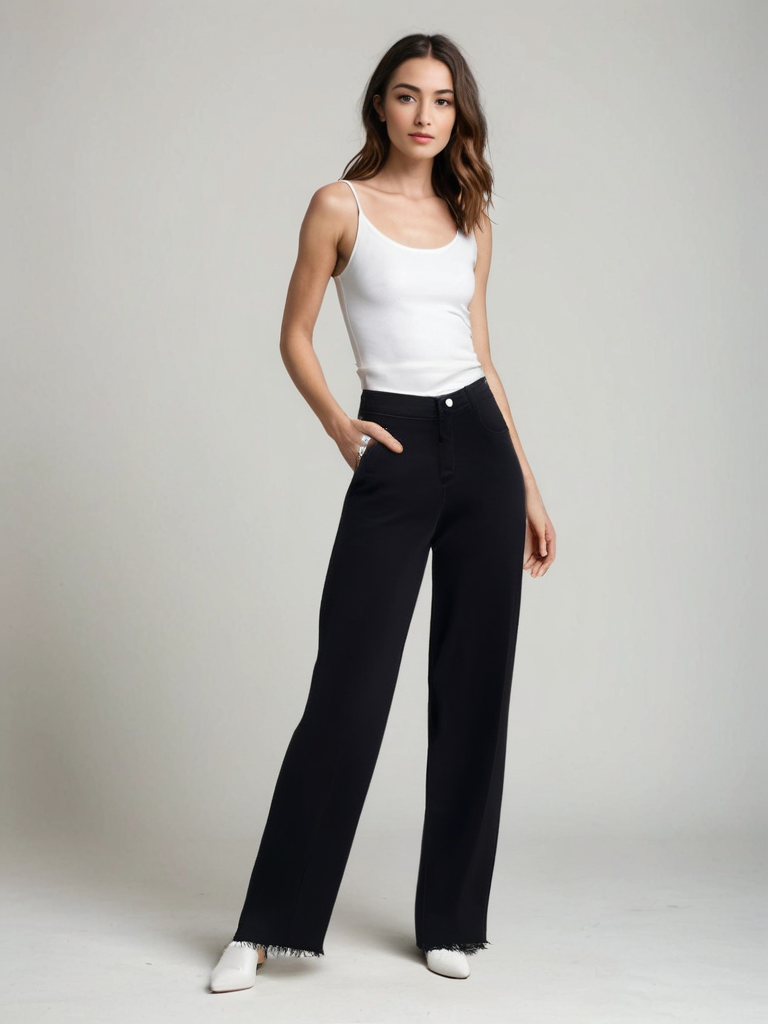 LINJA Stockholm™ | Elegant Svart Jeans med Rå Finish