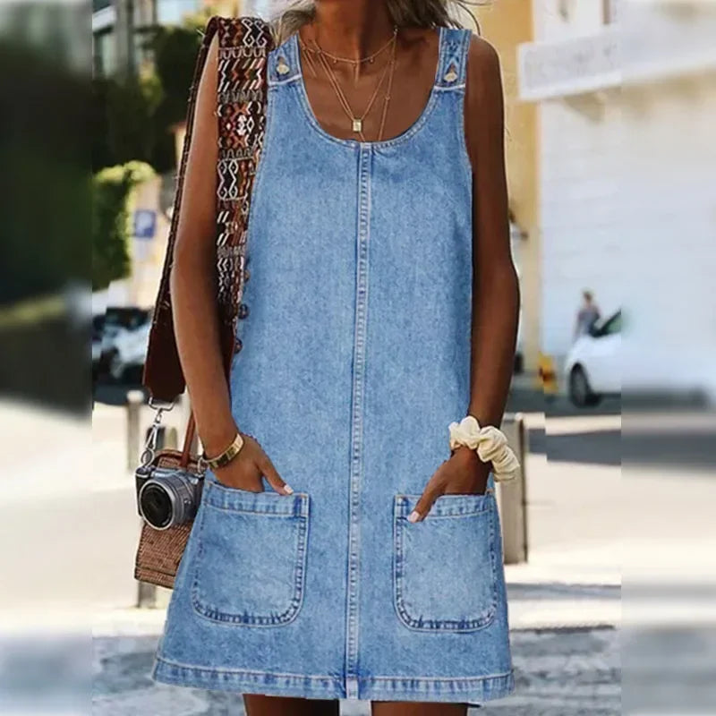 LINJA Stockholm™ | Avslappnad Sommarklänning i Denim